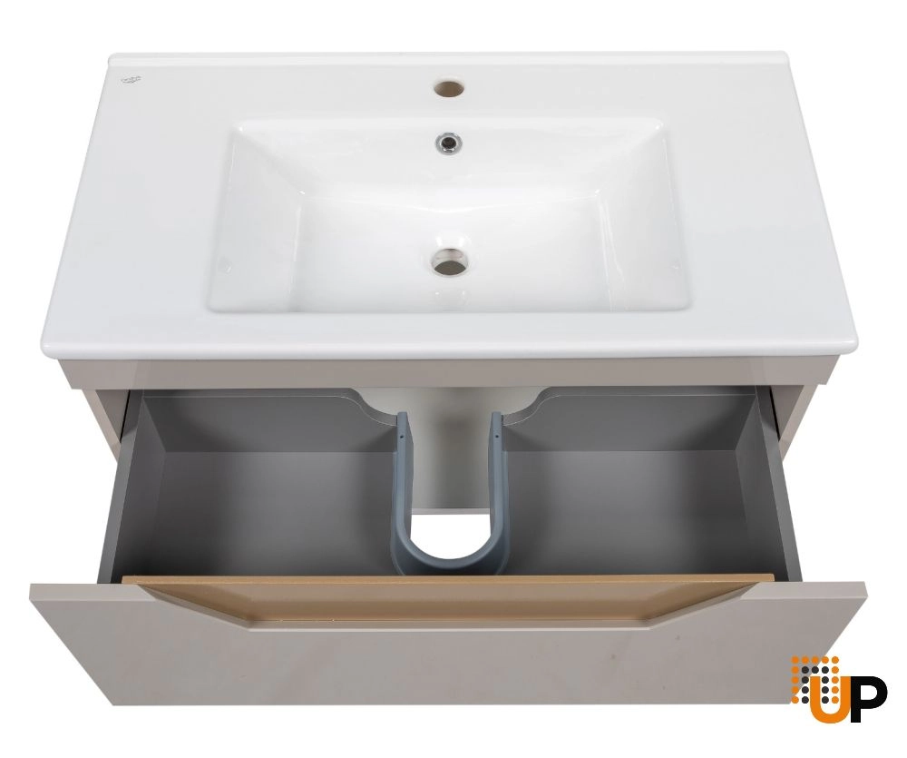 Modern Wall-Mount Bathroom Vanity with Washbasin | Troy Mocha  Collection | Non-Toxic Fire-Resistant MDF-34" photo#6