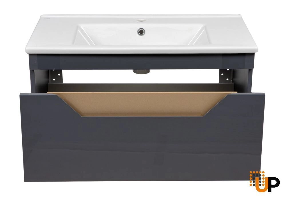 Modern Wall-Mount Bathroom Vanity with Washbasin | Troy Graphite Collection | Non-Toxic Fire-Resistant MDF-34" photo#4