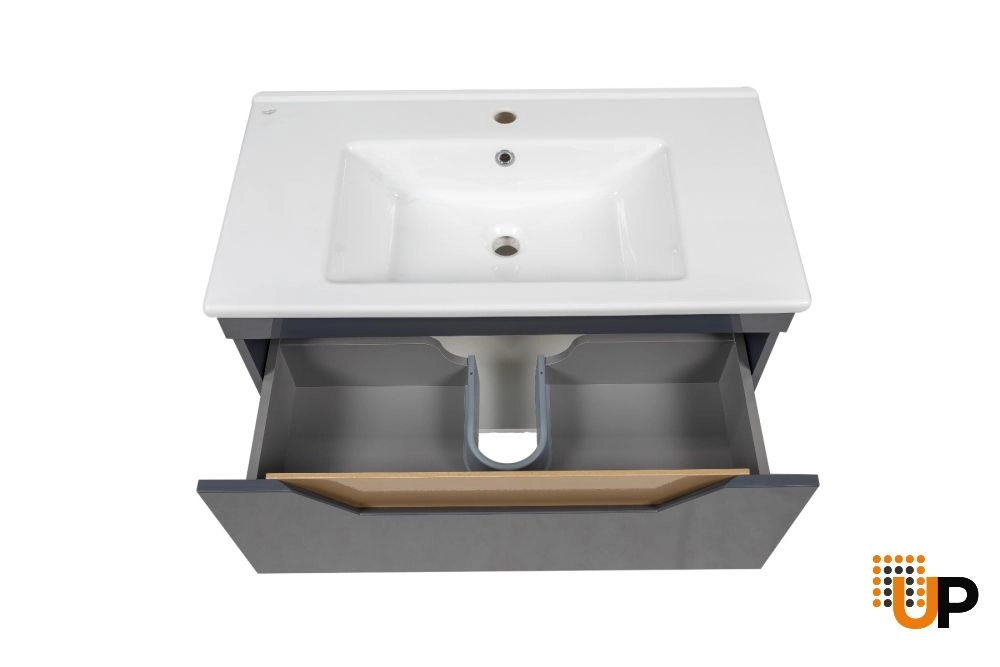Modern Wall-Mount Bathroom Vanity with Washbasin | Troy Graphite Collection | Non-Toxic Fire-Resistant MDF-34" photo#6