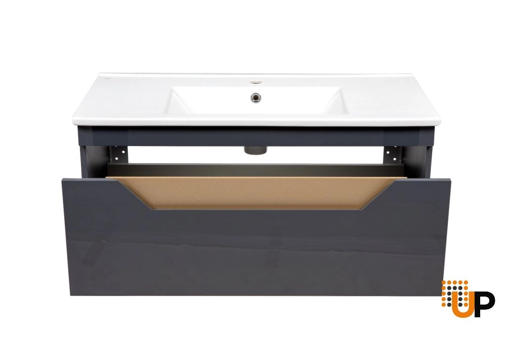 Modern Wall-Mount Bathroom Vanity with Washbasin | Troy Graphite Collection | Non-Toxic Fire-Resistant MDF-40" photo#4