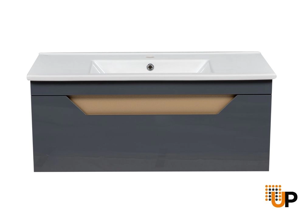 Modern Wall-Mount Bathroom Vanity with Washbasin | Troy Graphite Collection | Non-Toxic Fire-Resistant MDF-40" photo#5