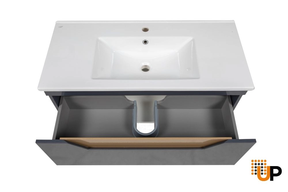 Modern Wall-Mount Bathroom Vanity with Washbasin | Troy Graphite Collection | Non-Toxic Fire-Resistant MDF-40" photo#6
