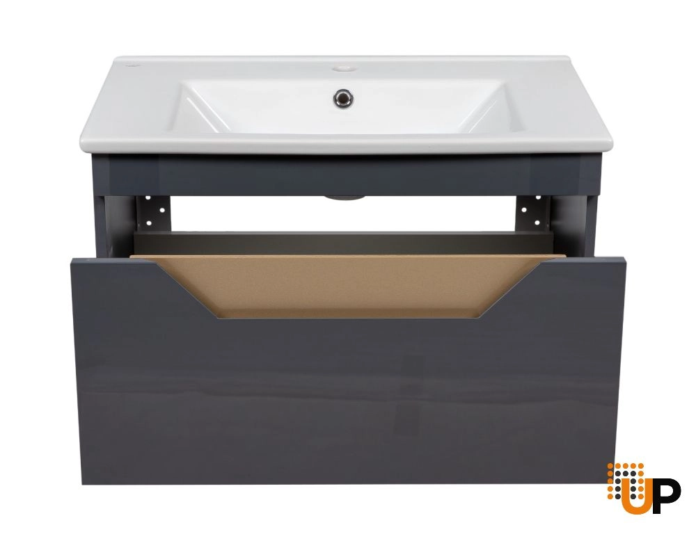 Modern Wall-Mount Bathroom Vanity with Washbasin | Troy Graphite Collection | Non-Toxic Fire-Resistant MDF photo#4