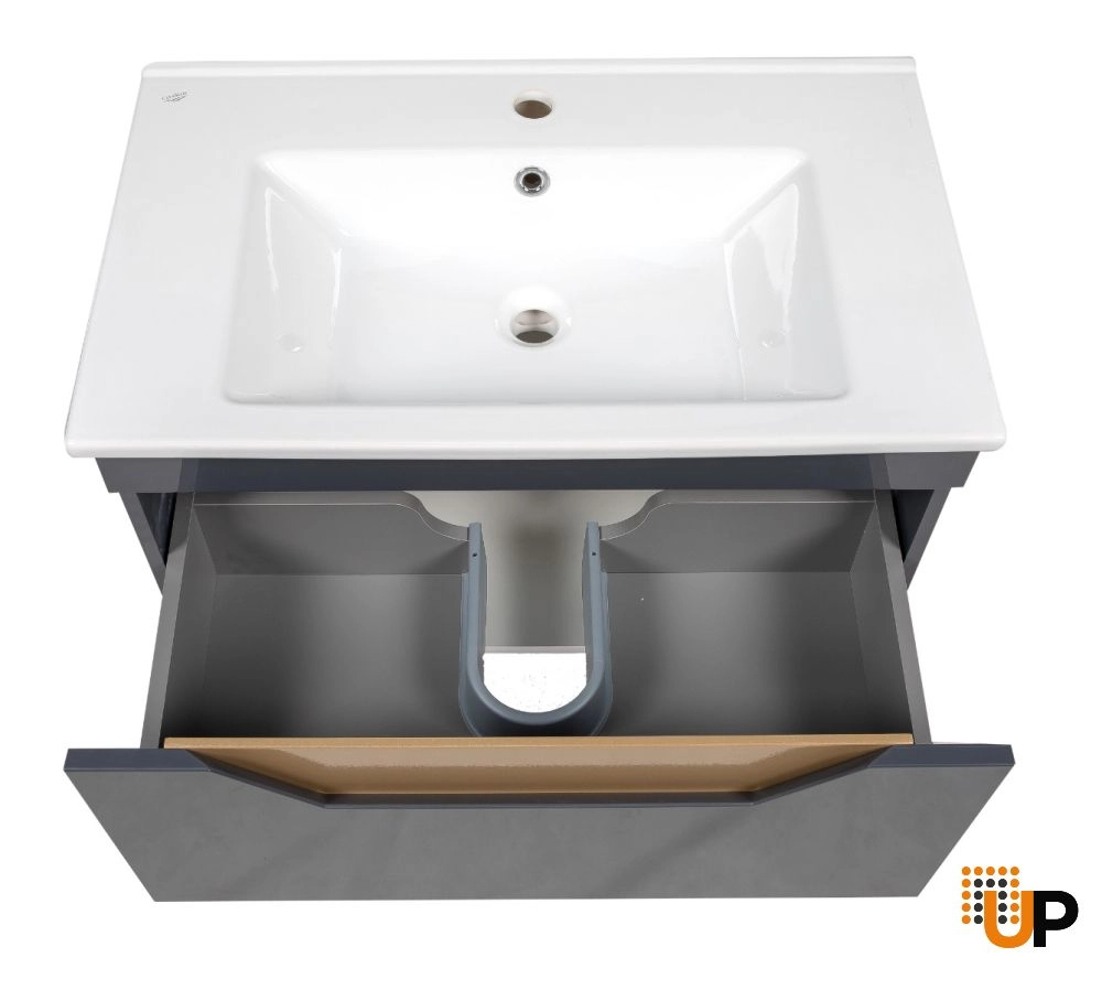 Modern Wall-Mount Bathroom Vanity with Washbasin | Troy Graphite Collection | Non-Toxic Fire-Resistant MDF photo#6