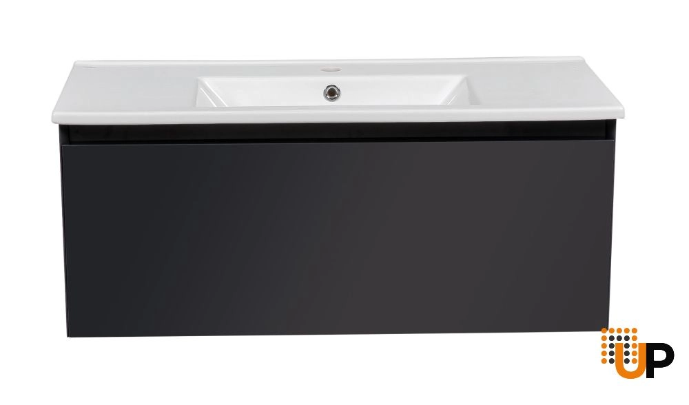 Modern Wall-Mount Bathroom Vanity with Washbasin | Magic Antracit Gloss Collection | Non-Toxic Fire-Resistant MDF-40" photo#5