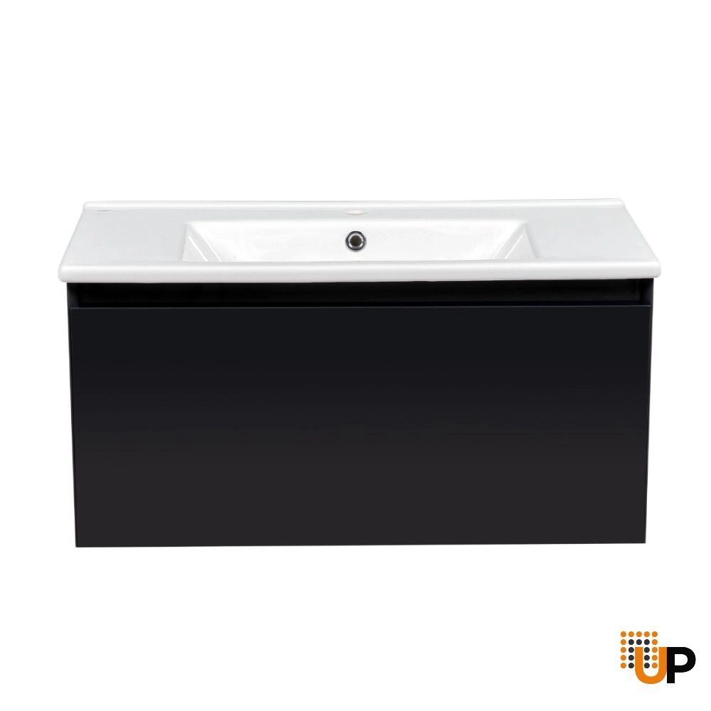 Modern Wall-Mount Bathroom Vanity with Washbasin | Magic Antracit Gloss Collection | Non-Toxic Fire-Resistant MDF-34" photo#5