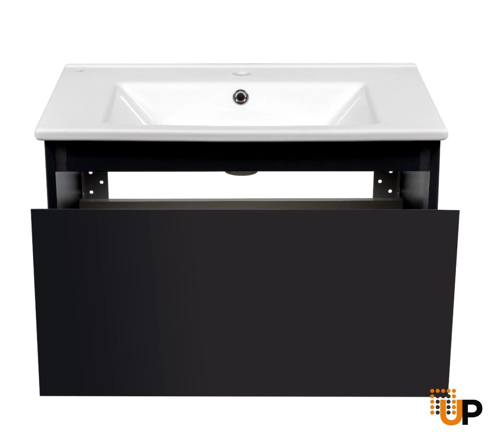 Modern Wall-Mount Bathroom Vanity with Washbasin | Magic Antracit Gloss Collection | Non-Toxic Fire-Resistant MDF photo#4