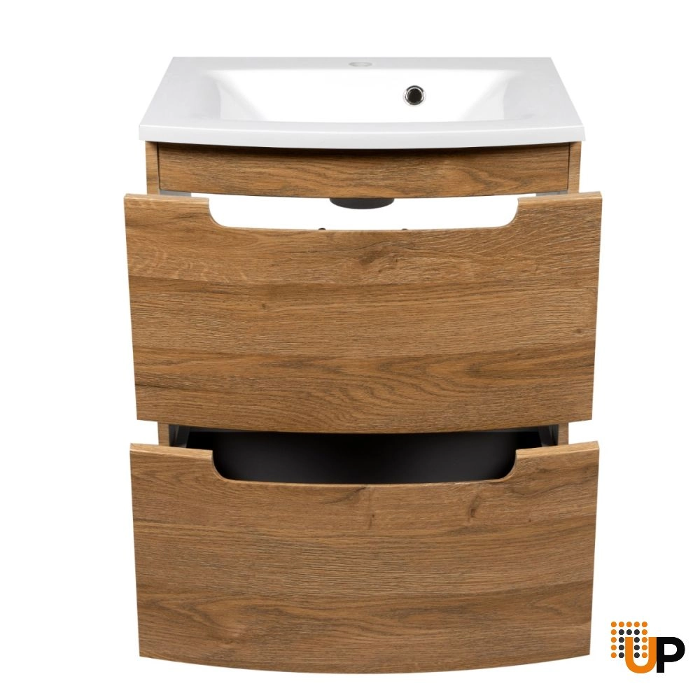 Modern Wall-Mount Bathroom Vanity with Washbasin | Delux Teak Natural Collection | Non-Toxic Fire-Resistant MDF-22,5" photo#4