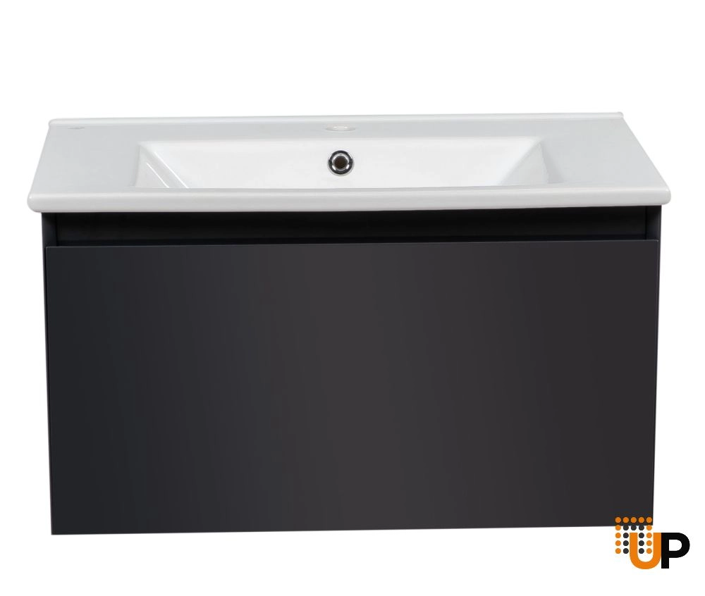 Modern Wall-Mount Bathroom Vanity with Washbasin | Magic Antracit Gloss Collection | Non-Toxic Fire-Resistant MDF photo#5