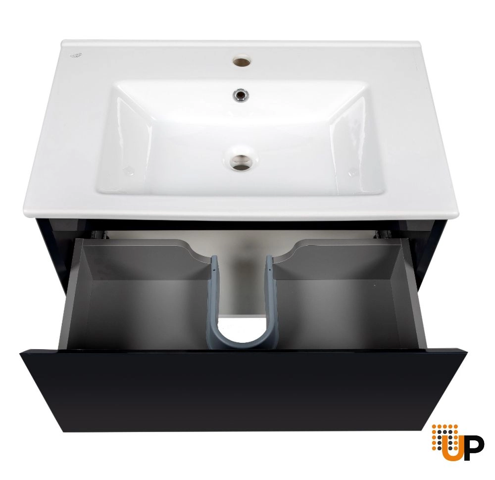 Modern Wall-Mount Bathroom Vanity with Washbasin | Magic Antracit Gloss Collection | Non-Toxic Fire-Resistant MDF photo#6