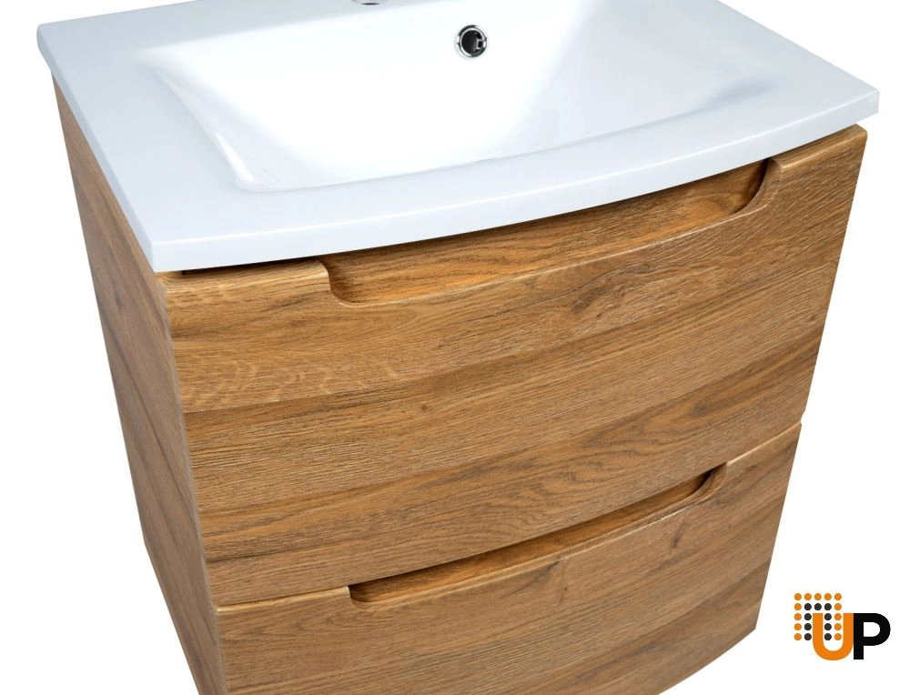 Modern Wall-Mount Bathroom Vanity with Washbasin | Delux Teak Natural Collection | Non-Toxic Fire-Resistant MDF-22,5" photo#6