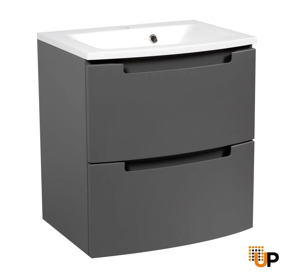Modern Wall-Mount Bathroom Vanity with Washbasin | Delux Gray Matte Collection | Non-Toxic Fire-Resistant MDF-26,5" photo#1