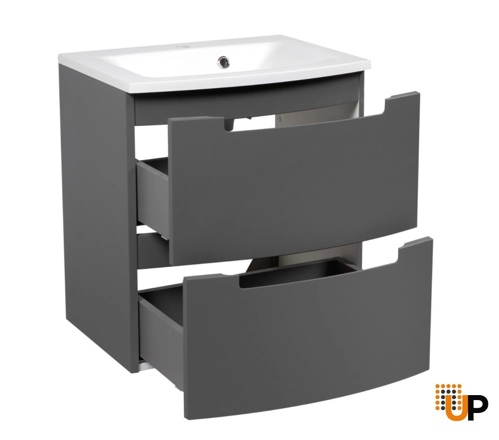 Modern Wall-Mount Bathroom Vanity with Washbasin | Delux Gray Matte Collection | Non-Toxic Fire-Resistant MDF-22,5" photo#3