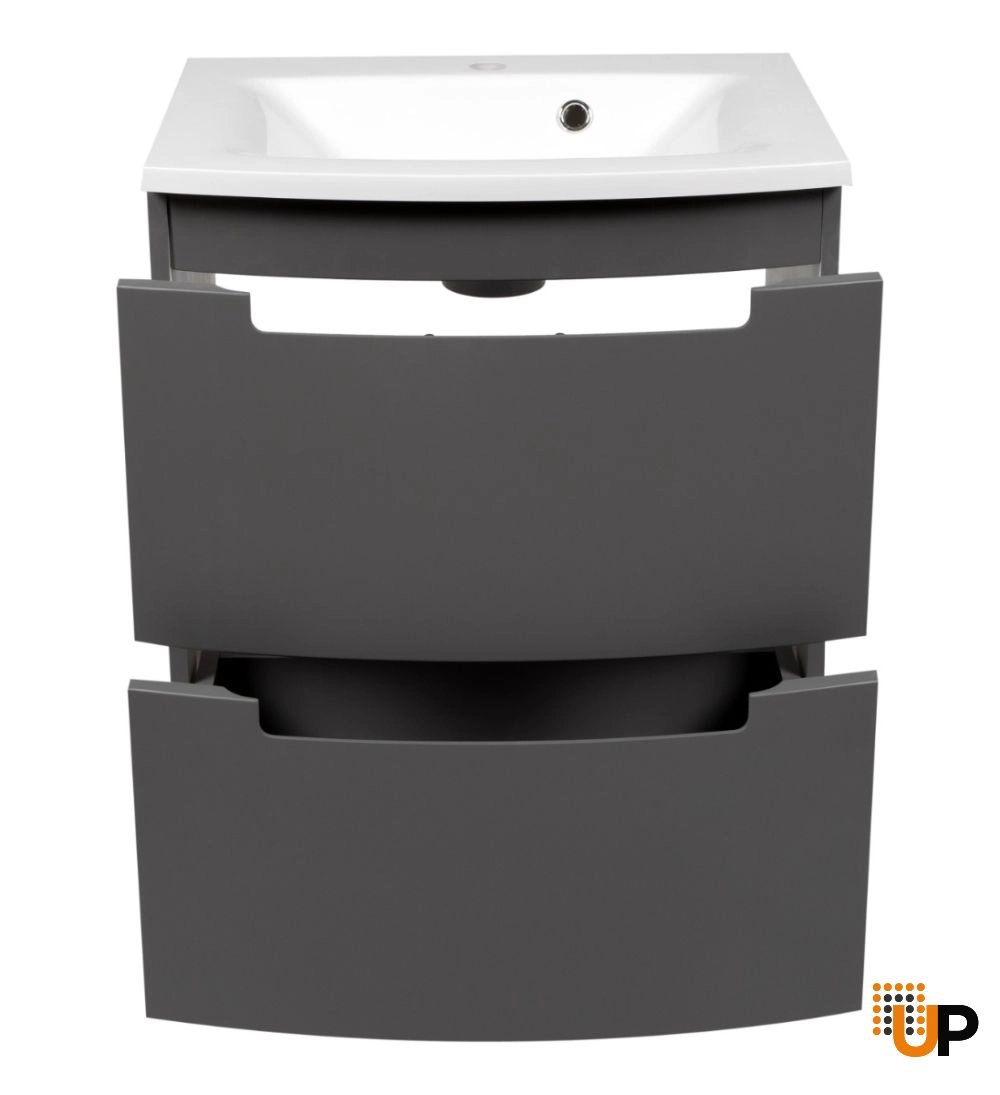 Modern Wall-Mount Bathroom Vanity with Washbasin | Delux Gray Matte Collection | Non-Toxic Fire-Resistant MDF-22,5" photo#4