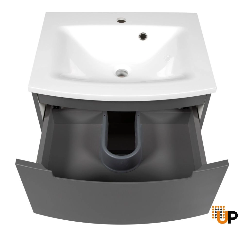 Modern Wall-Mount Bathroom Vanity with Washbasin | Delux Gray Matte Collection | Non-Toxic Fire-Resistant MDF-22,5" photo#5