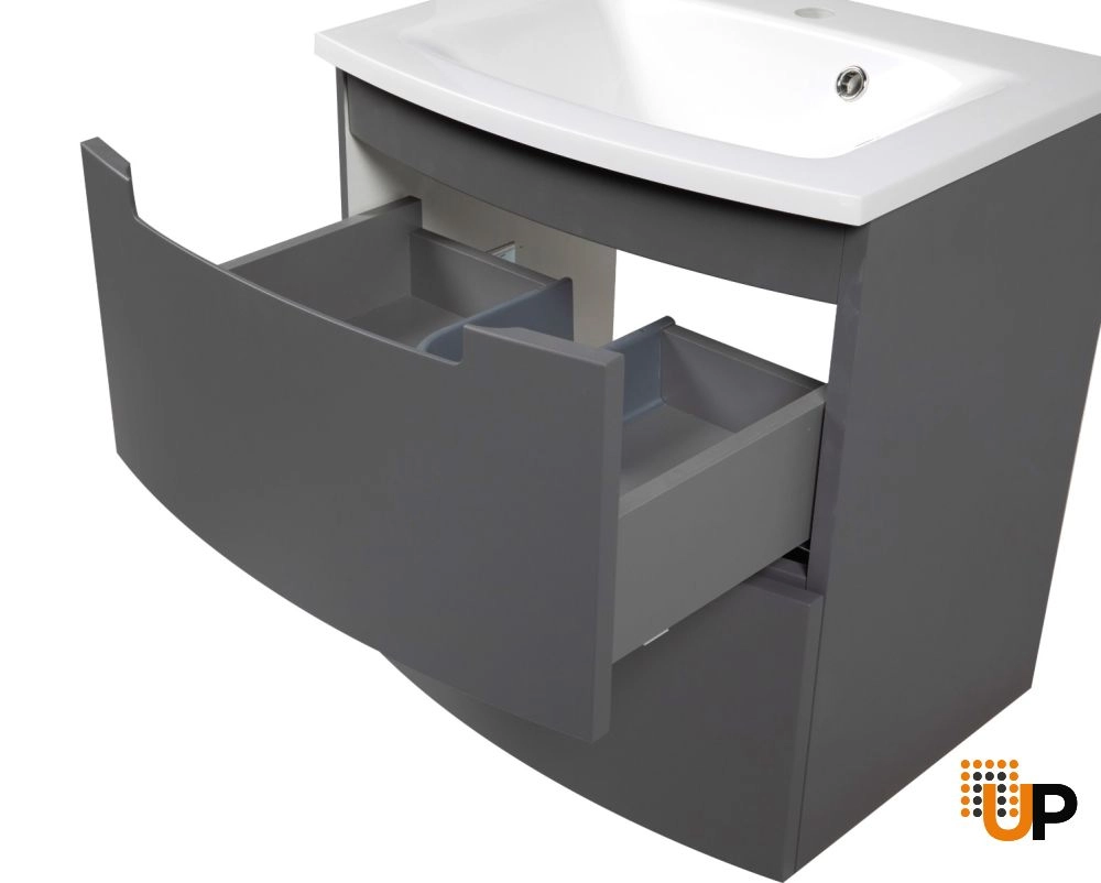 Modern Wall-Mount Bathroom Vanity with Washbasin | Delux Gray Matte Collection | Non-Toxic Fire-Resistant MDF-22,5" photo#7