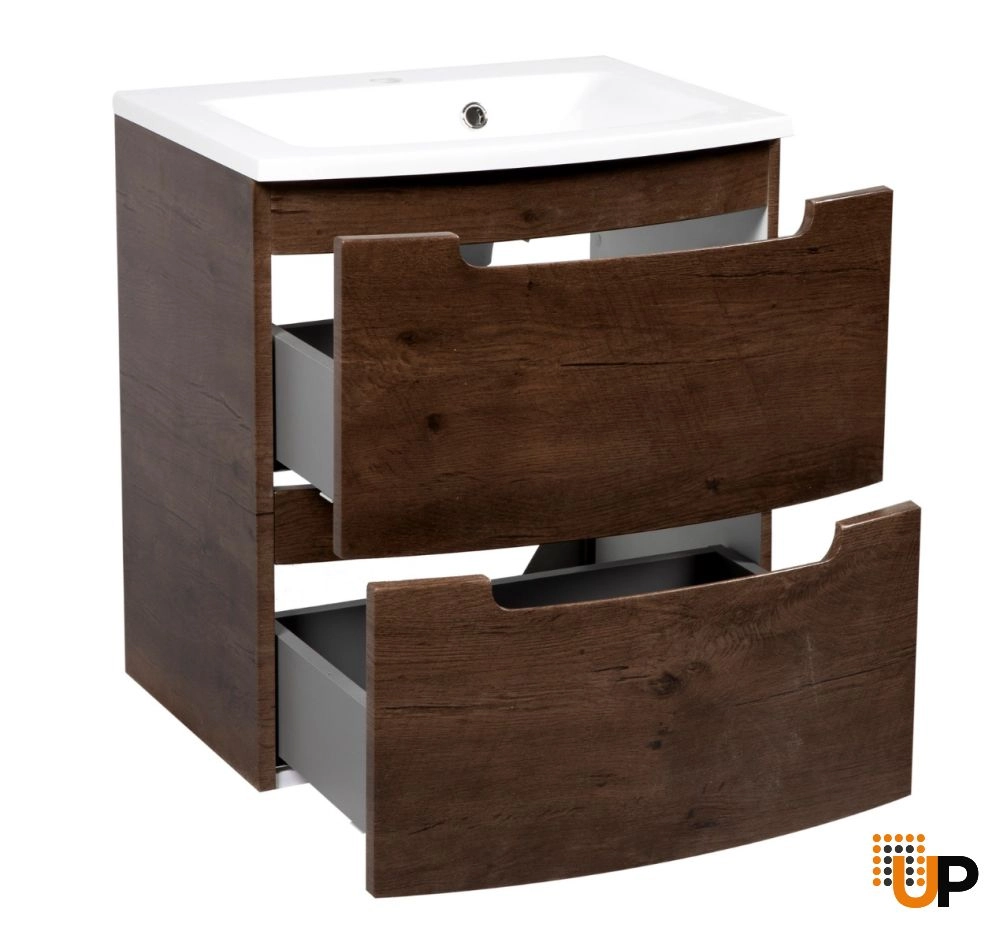 Modern Wall-Mount Bathroom Vanity with Washbasin | Delux Rosewood Collection | Non-Toxic Fire-Resistant MDF-22,5" photo#3
