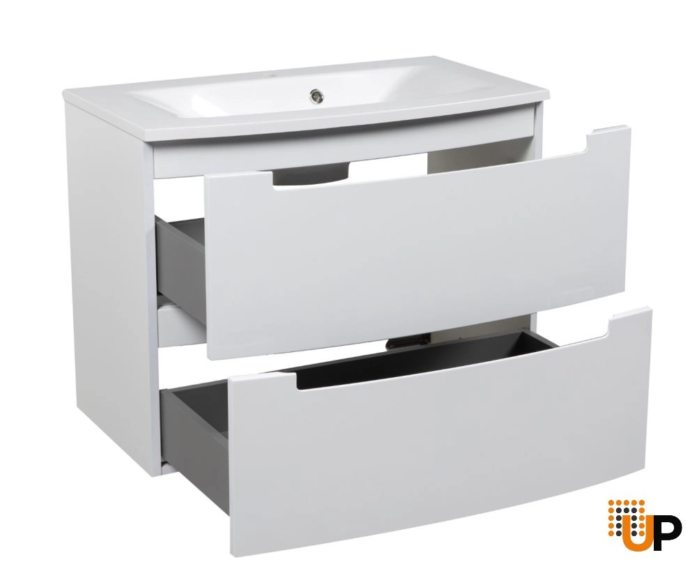 Modern Wall-Mount Bathroom Vanity with Washbasin | Delux White Hight Gloss Collection | Non-Toxic Fire-Resistant MDF-22,5" photo#3