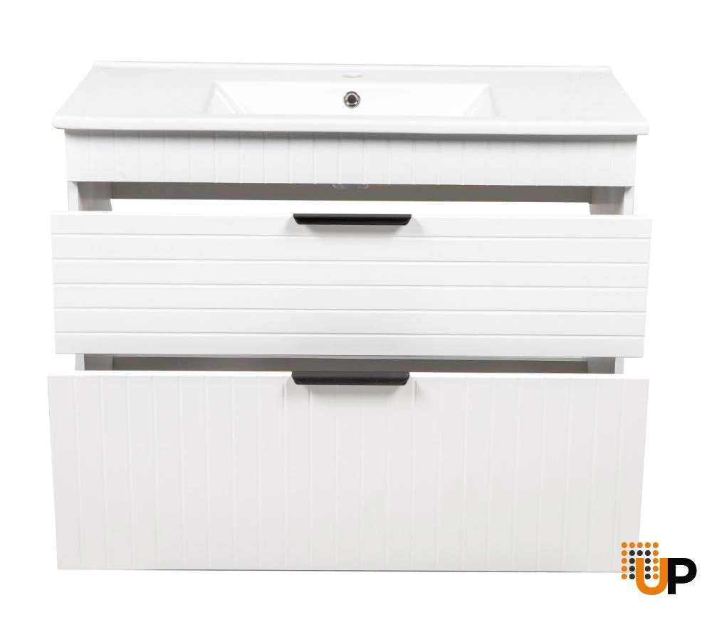 Modern Free Standing Bathroom Vanity with White Washbasin | Trevi White Matte Collection | Non-Toxic Fire-Resistant MDF-40" photo#3