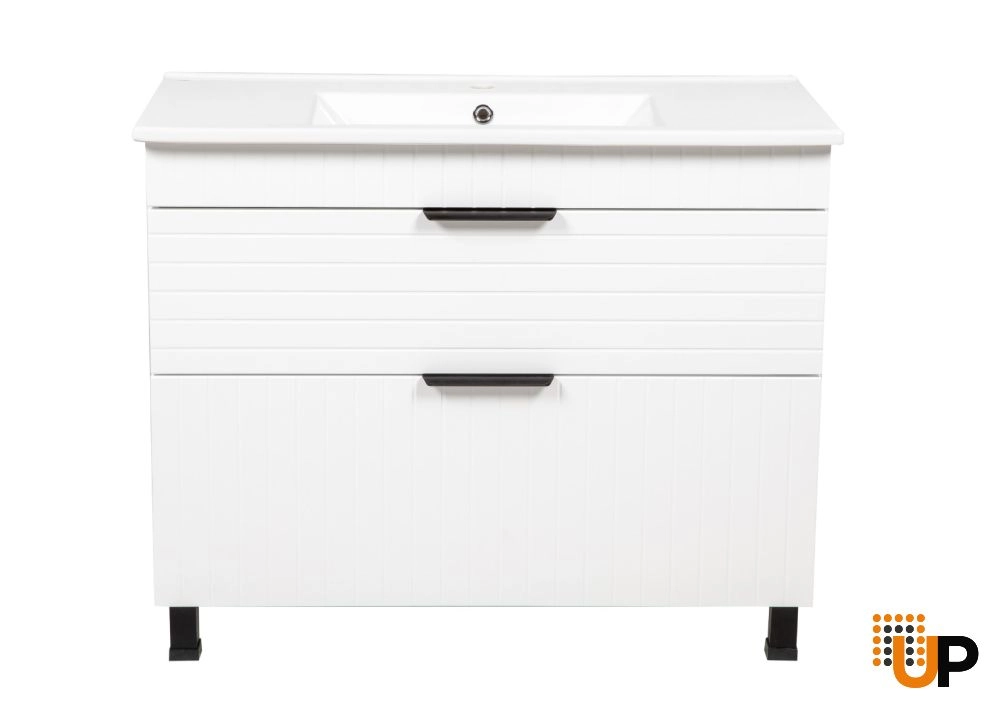 Modern Free Standing Bathroom Vanity with White Washbasin | Trevi White Matte Collection | Non-Toxic Fire-Resistant MDF-40" photo#4
