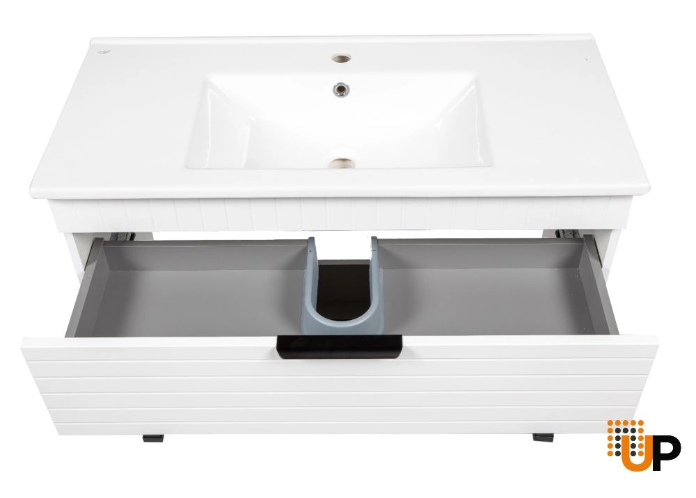 Modern Free Standing Bathroom Vanity with White Washbasin | Trevi White Matte Collection | Non-Toxic Fire-Resistant MDF-40" photo#5