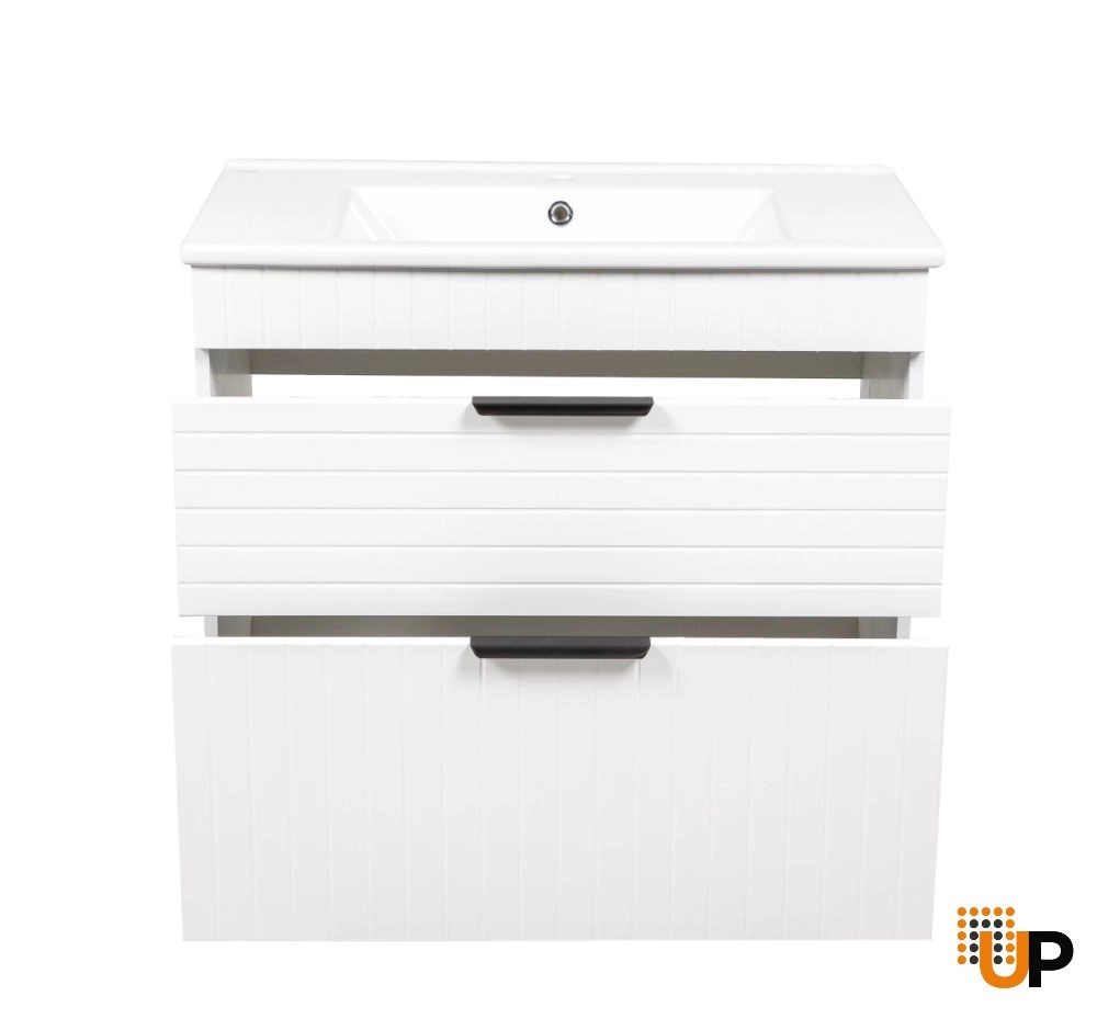 Modern Free Standing Bathroom Vanity with White Washbasin | Trevi White Matte Collection | Non-Toxic Fire-Resistant MDF-34" photo#3