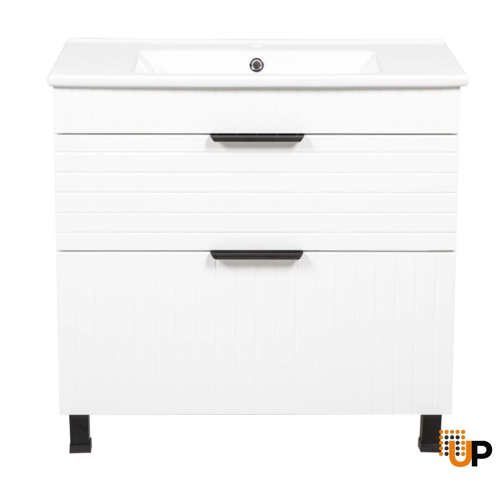 Modern Free Standing Bathroom Vanity with White Washbasin | Trevi White Matte Collection | Non-Toxic Fire-Resistant MDF-34" photo#4