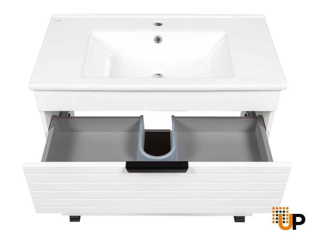 Modern Free Standing Bathroom Vanity with White Washbasin | Trevi White Matte Collection | Non-Toxic Fire-Resistant MDF-34" photo#5