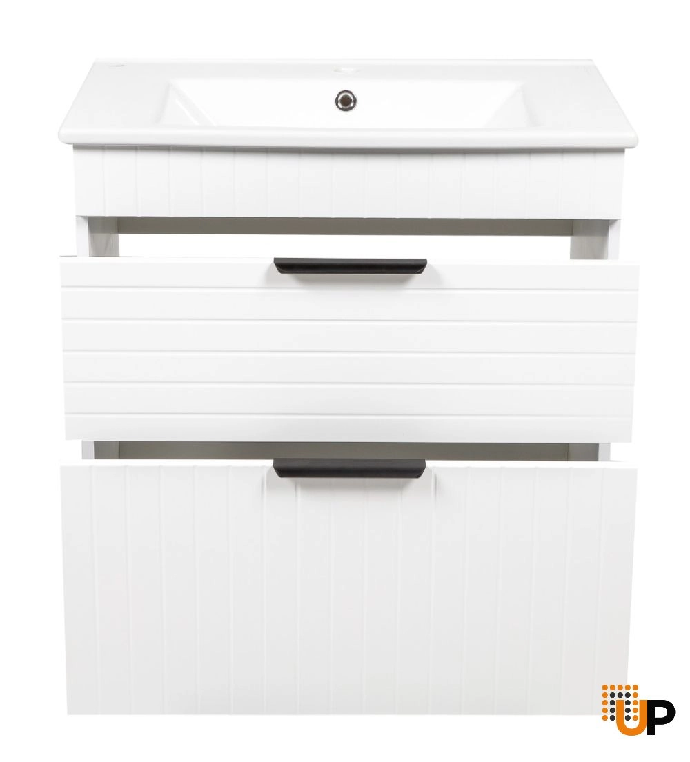 Modern Free Standing Bathroom Vanity with White Washbasin | Trevi White Matte Collection | Non-Toxic Fire-Resistant MDF photo#3