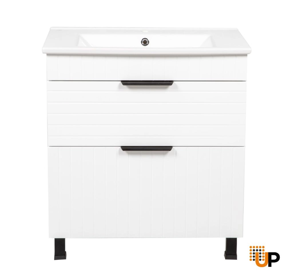 Modern Free Standing Bathroom Vanity with White Washbasin | Trevi White Matte Collection | Non-Toxic Fire-Resistant MDF photo#4