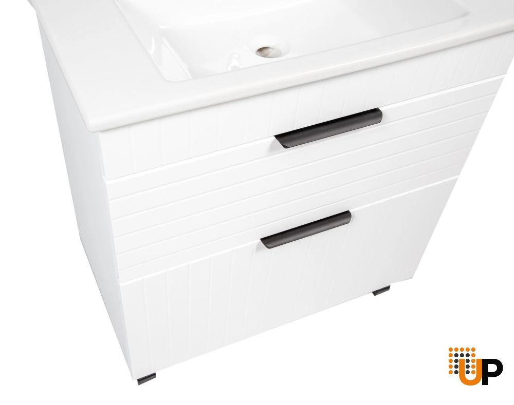 Modern Free Standing Bathroom Vanity with White Washbasin | Trevi White Matte Collection | Non-Toxic Fire-Resistant MDF photo#6