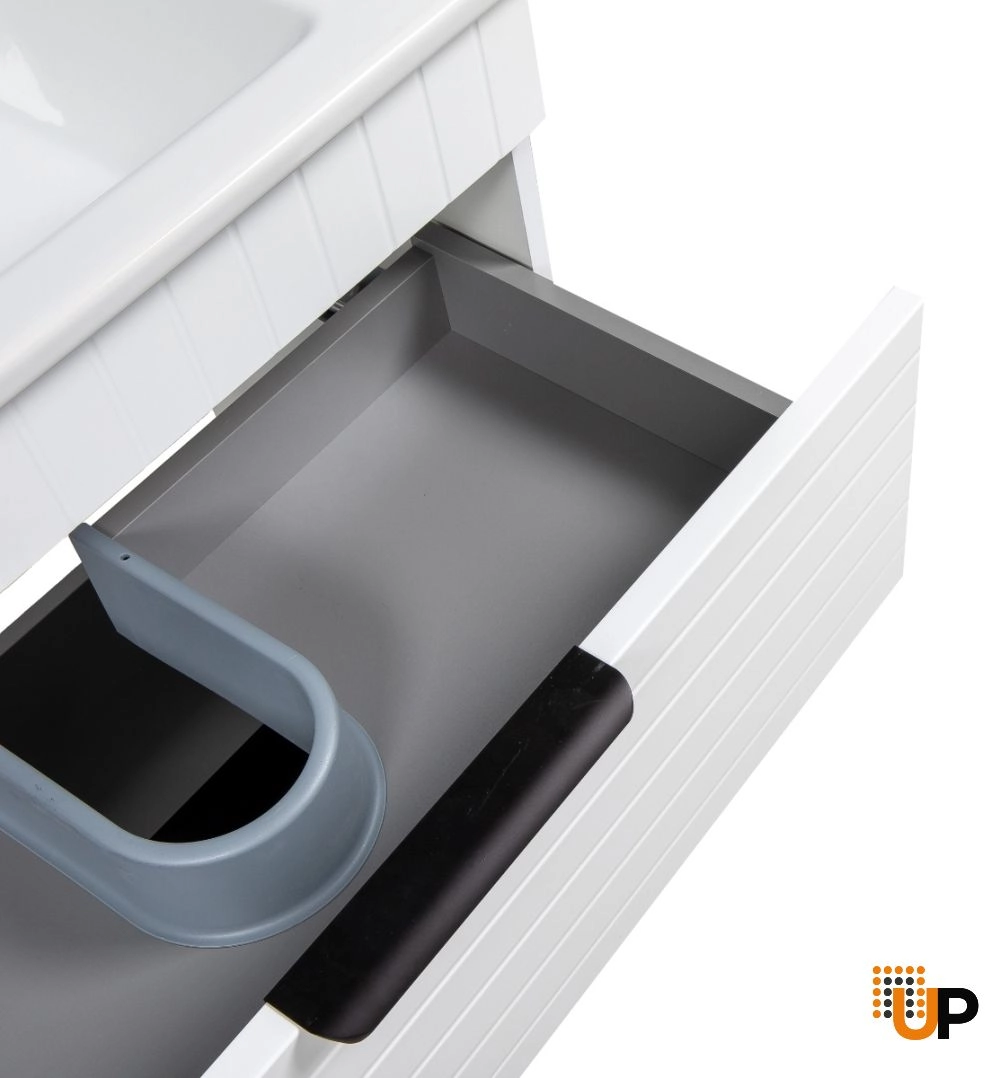 Modern Free Standing Bathroom Vanity with White Washbasin | Trevi White Matte Collection | Non-Toxic Fire-Resistant MDF photo#7