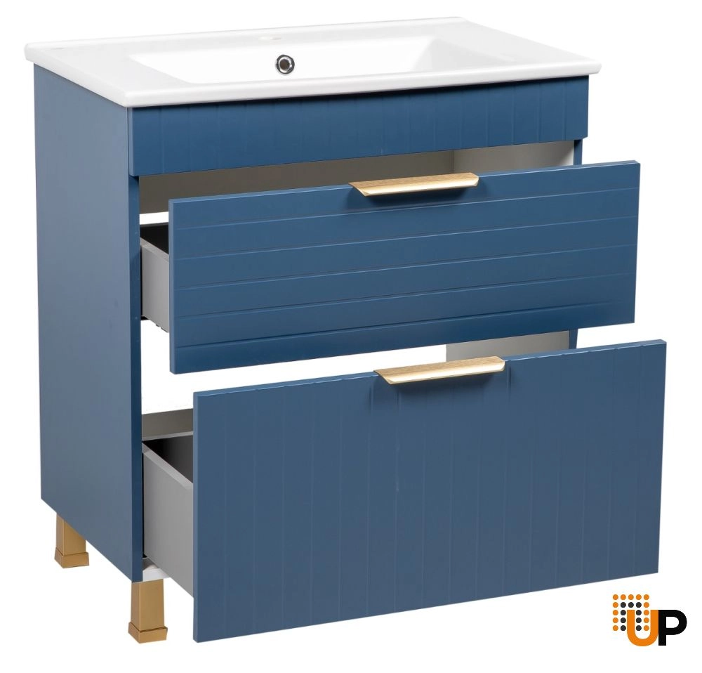 Modern Free Standing Bathroom Vanity with White Washbasin | Trevi Blue Matte Collection | Non-Toxic Fire-Resistant MDF photo#2