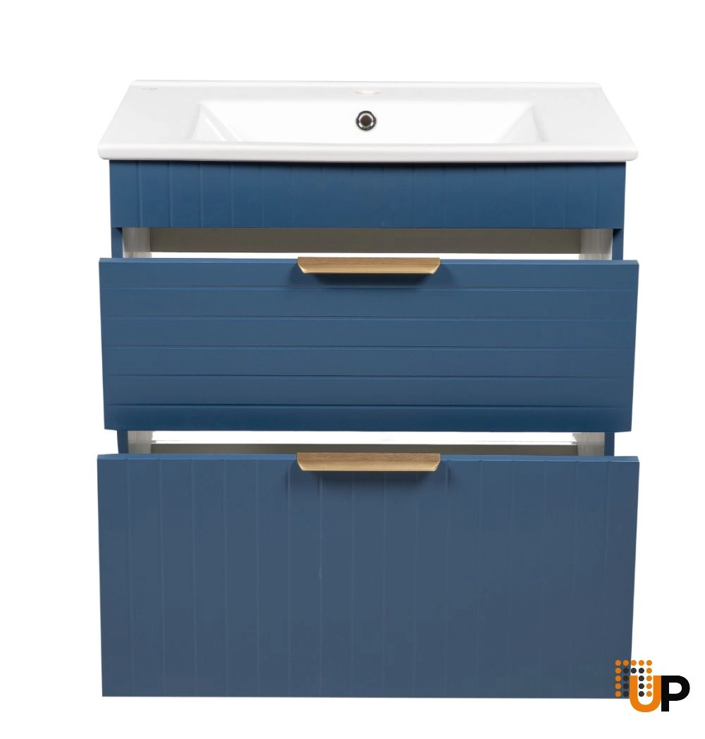 Modern Free Standing Bathroom Vanity with White Washbasin | Trevi Blue Matte Collection | Non-Toxic Fire-Resistant MDF photo#3