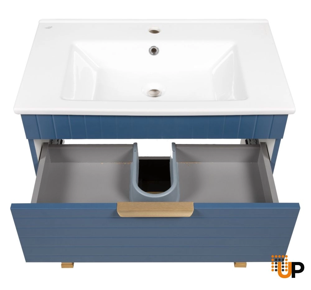 Modern Free Standing Bathroom Vanity with White Washbasin | Trevi Blue Matte Collection | Non-Toxic Fire-Resistant MDF photo#4