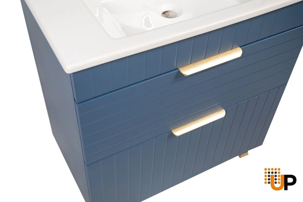 Modern Free Standing Bathroom Vanity with White Washbasin | Trevi Blue Matte Collection | Non-Toxic Fire-Resistant MDF photo#5