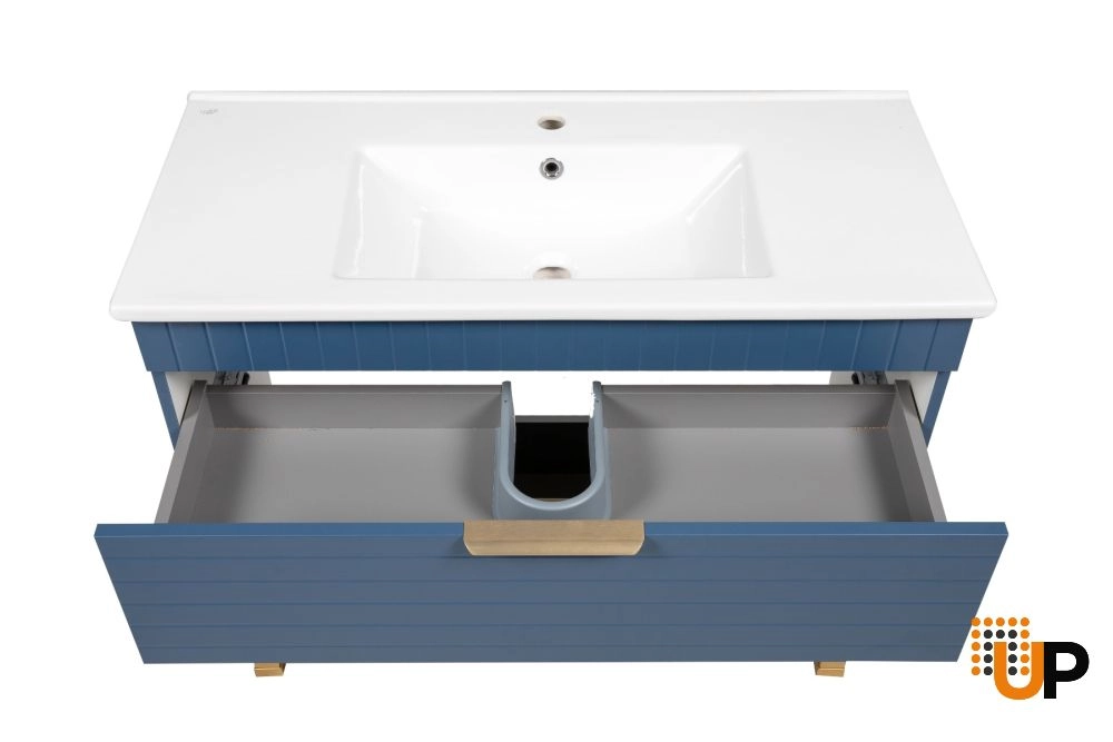Modern Free Standing Bathroom Vanity with White Washbasin | Trevi Blue Matte Collection | Non-Toxic Fire-Resistant MDF-40" photo#5