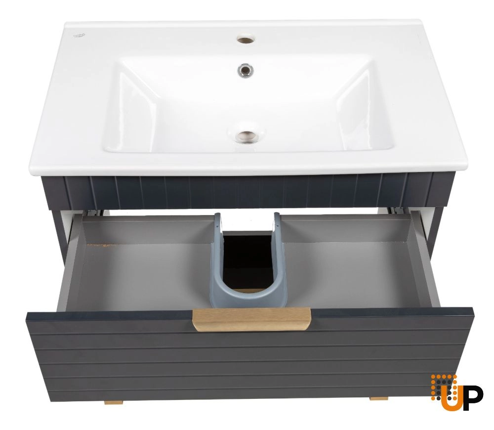 Modern Free Standing Bathroom Vanity with White Washbasin | Trevi Antracite Collection | Non-Toxic Fire-Resistant MDF photo#4