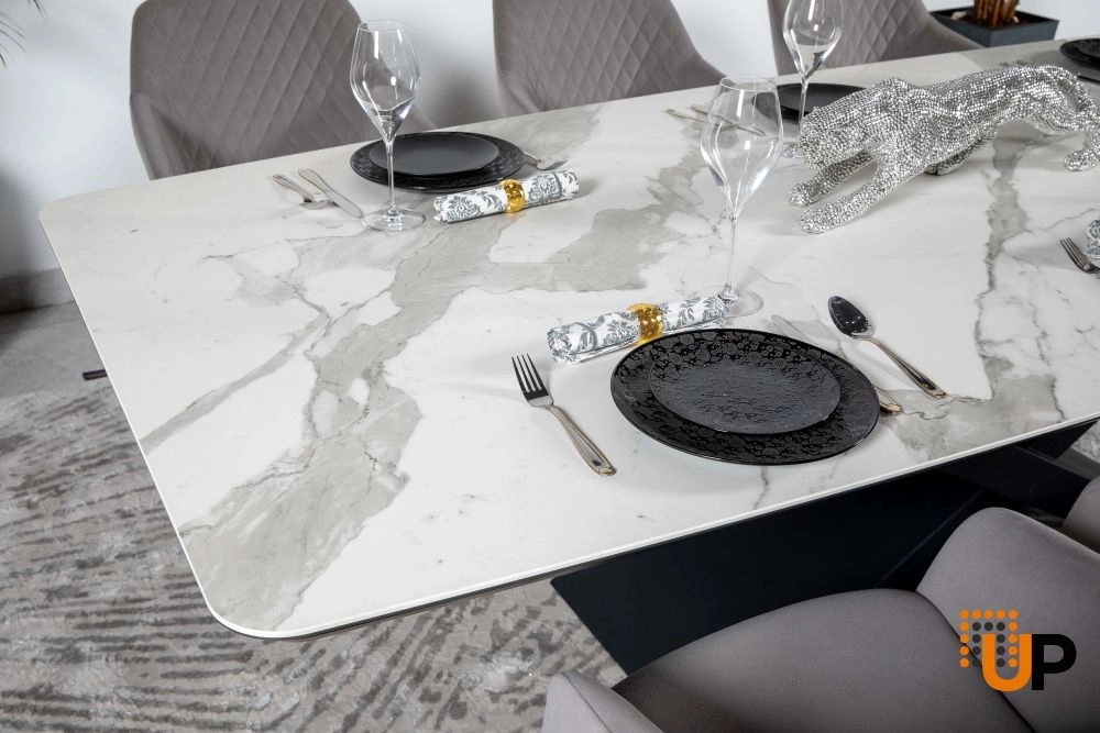 Dining Table COMO 102x47x29 Laminam Bianco StatuaMILAN Venato photo#2