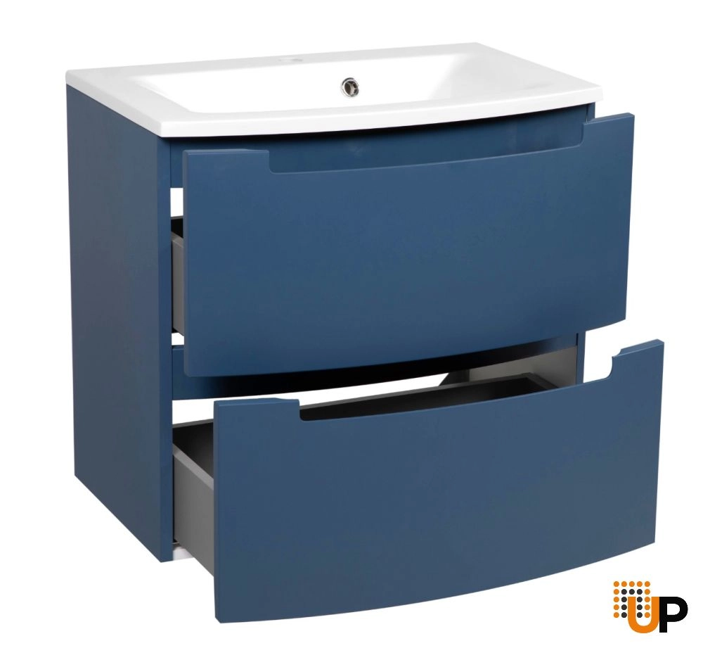 Modern Wall-Mount Bathroom Vanity with Washbasin | Delux Blue Matte Collection | Non-Toxic Fire-Resistant MDF-22,5" photo#3