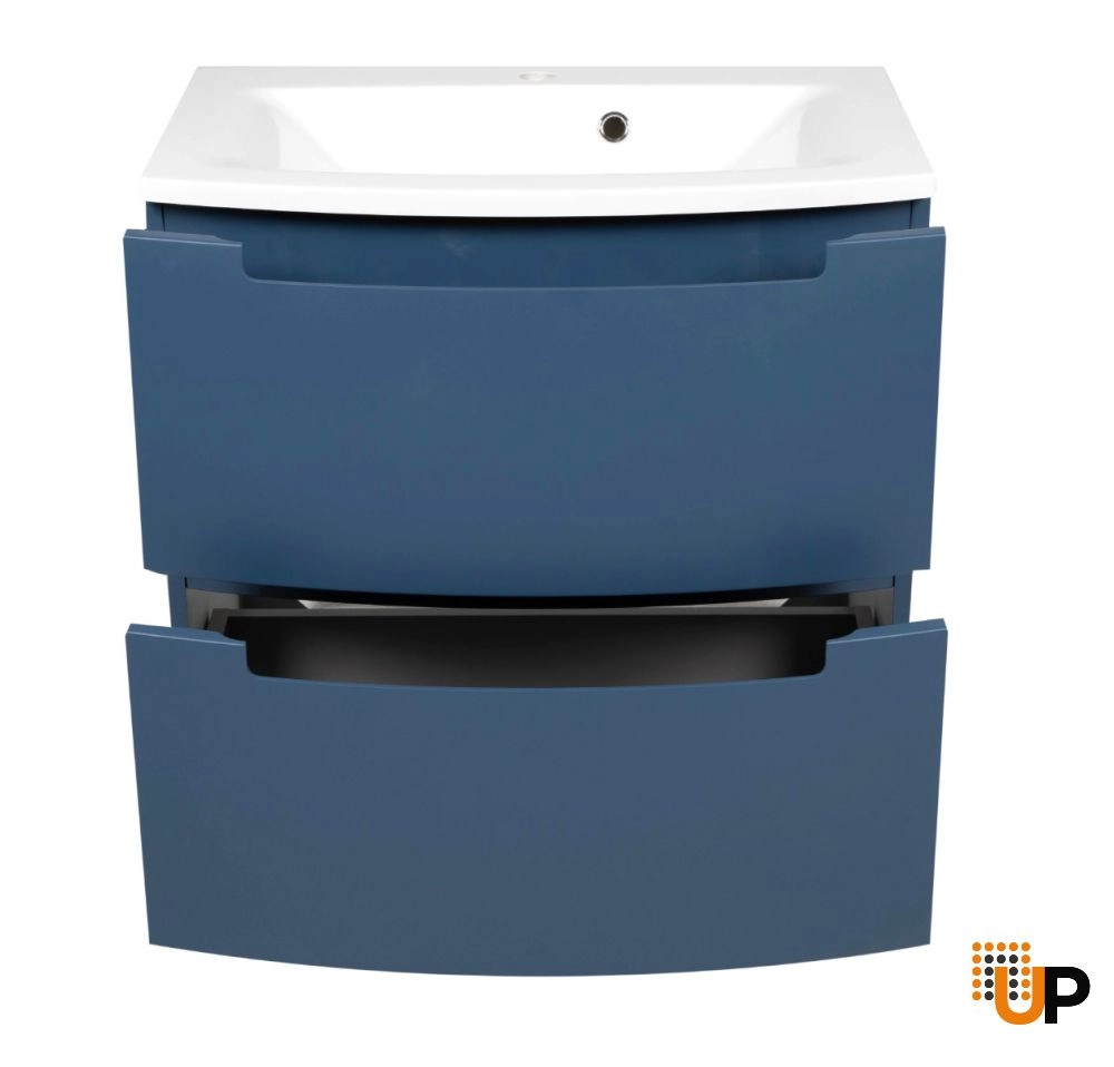Modern Wall-Mount Bathroom Vanity with Washbasin | Delux Blue Matte Collection | Non-Toxic Fire-Resistant MDF-22,5" photo#4