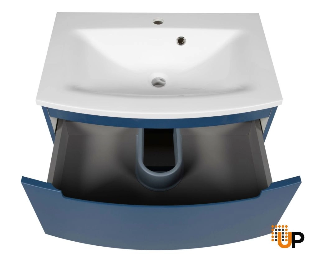 Modern Wall-Mount Bathroom Vanity with Washbasin | Delux Blue Matte Collection | Non-Toxic Fire-Resistant MDF-22,5" photo#5