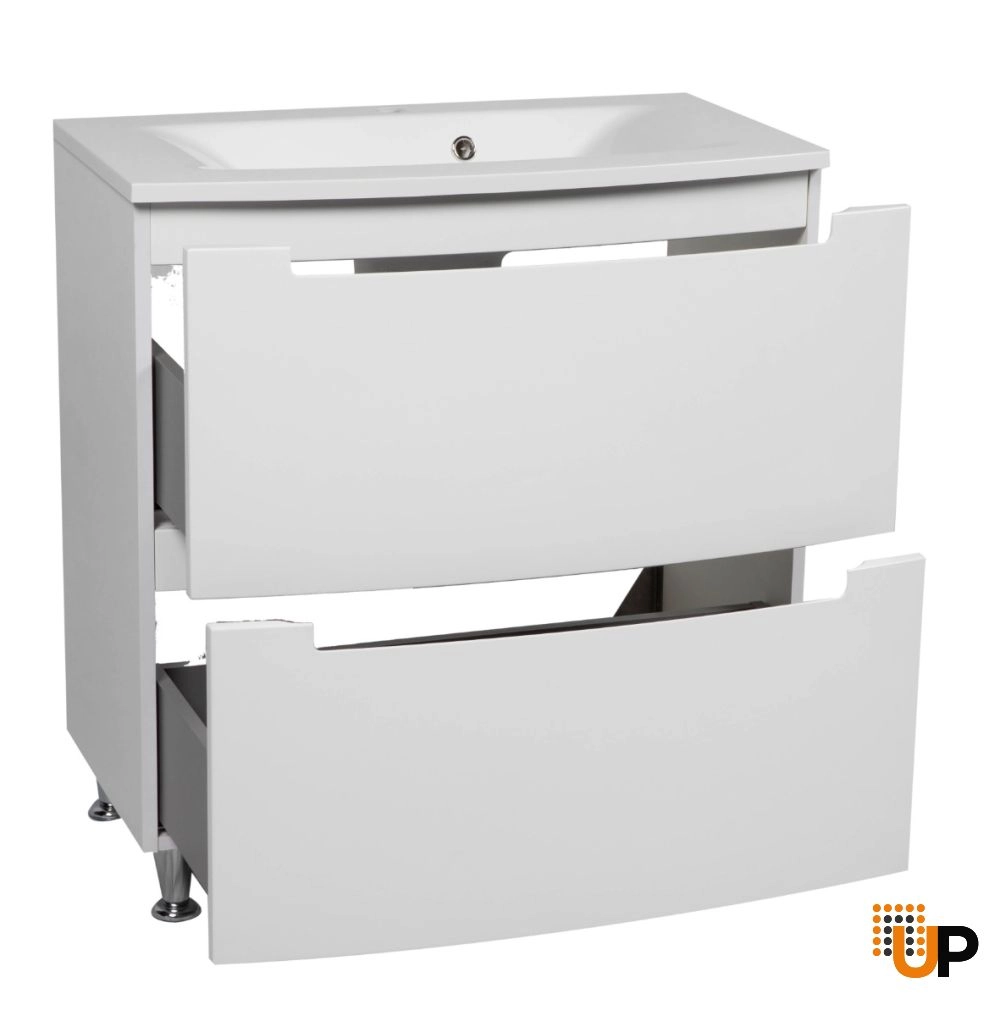 Modern Free Standing Bathroom Vanity with Washbasin | Delux White High Gloss Collection | Non-Toxic Fire-Resistant MDF-22,5" photo#3