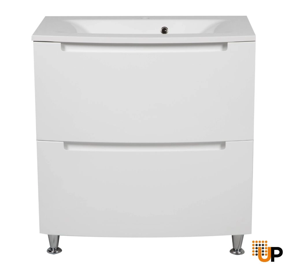 Modern Free Standing Bathroom Vanity with Washbasin | Delux White High Gloss Collection | Non-Toxic Fire-Resistant MDF-22,5" photo#5