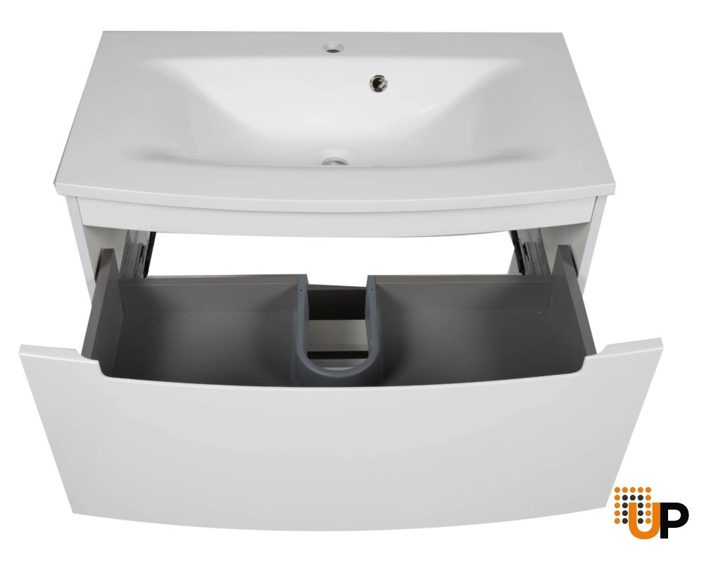 Modern Free Standing Bathroom Vanity with Washbasin | Delux White High Gloss Collection | Non-Toxic Fire-Resistant MDF-22,5" photo#6