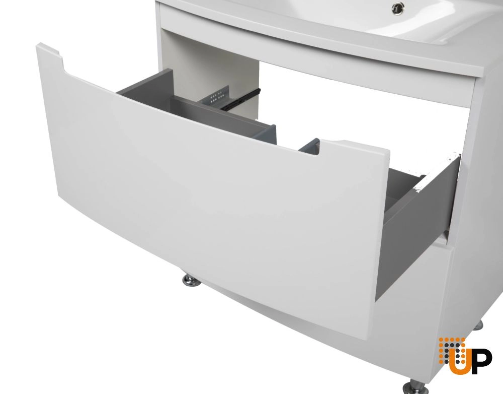Modern Free Standing Bathroom Vanity with Washbasin | Delux White High Gloss Collection | Non-Toxic Fire-Resistant MDF-22,5" photo#7