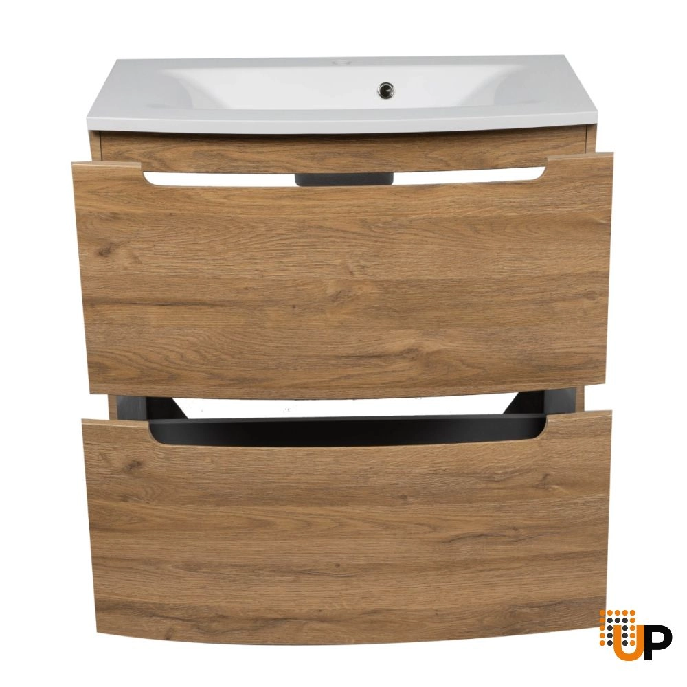 Modern Free Standing Bathroom Vanity with Washbasin | Delux Teak Natural Collection | Non-Toxic Fire-Resistant MDF-22,5" photo#4