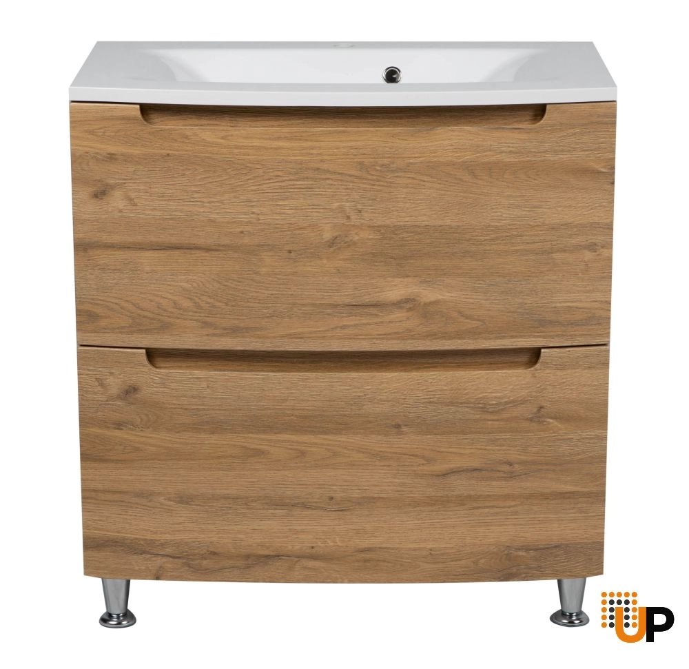 Modern Free standing Bathroom Vanity with Washbasin | Delux Teak Natural Collection | Non-Toxic Fire-Resistant MDF-40" photo#4