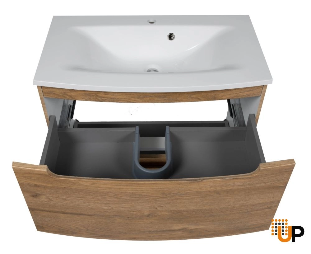 Modern Free Standing Bathroom Vanity with Washbasin | Delux Teak Natural Collection | Non-Toxic Fire-Resistant MDF-22,5" photo#5