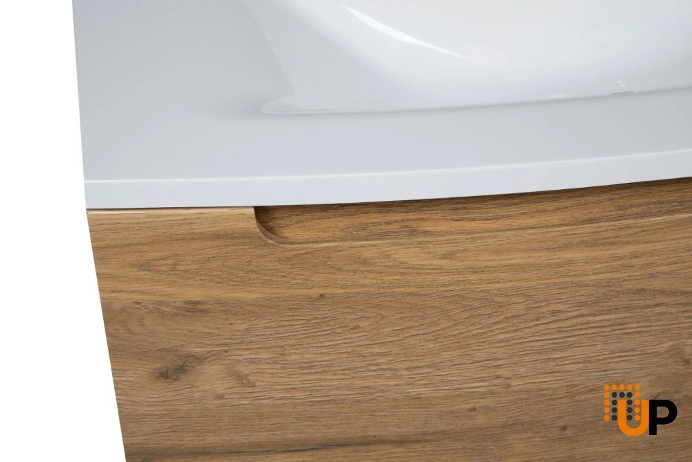 Modern Free Standing Bathroom Vanity with Washbasin | Delux Teak Natural Collection | Non-Toxic Fire-Resistant MDF-22,5" photo#6